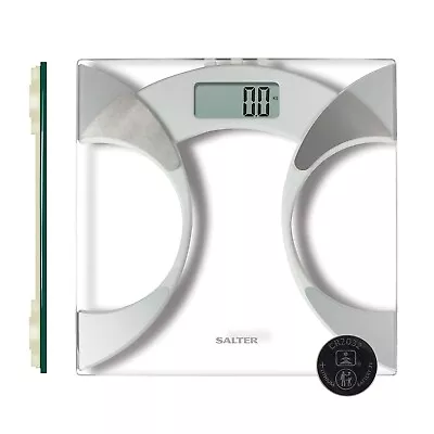 Salter 9141 WH3R Ultra Slim Analyser Body Fat Bathroom Scales - Glass • £15