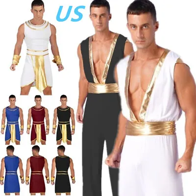 US Men Greek Roman Toga Cosplay Costume Egyptian King Arabian Prince Fancy Dress • $14.09