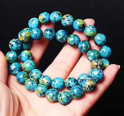 10mm 2 Beauty Glittering Color Azurite & Malachite Crystal Round Beads Bracelet • $0.99