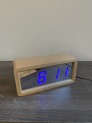 Wood Alarm Table Digital Electronic Clock Blue 230x80x105mm • £12
