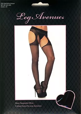 Sexy Regular Size Sheer Garter Suspender Pantyhose New By Leg Avenue • $11.99