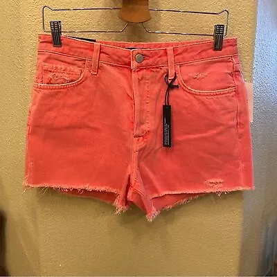 NWT~J BRAND Women Orange Gracie High-Rise Raw Hem Distressed Jean Shorts Size 28 • $50