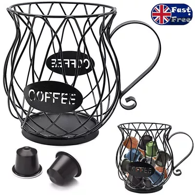 Coffee Pod Holder And Organizer Coffee Capsule Storage Basket Large Black Mug UK • £7.55