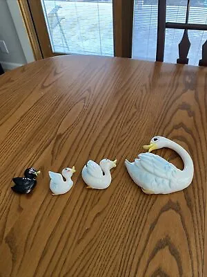 Enesco ChalkWare Swan Mother And Baby Wall  Plaques Set Of Three Mid Century EUC • $45