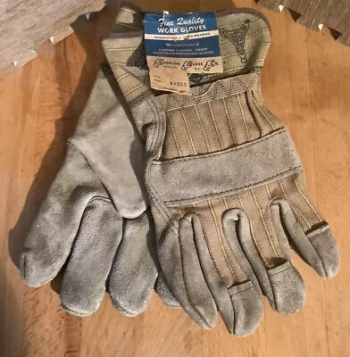 1950s Work Gloves Carolina Co.Nos Deadstock Unused Size Large Leather NEW NWT • $44.99