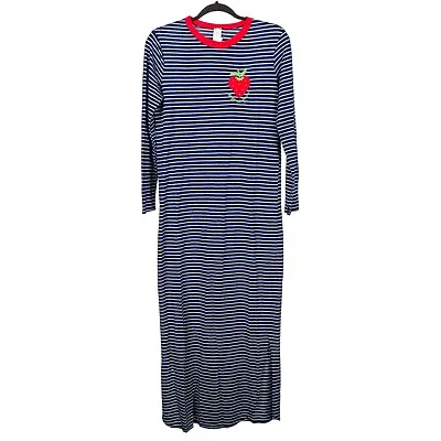 Jennifer Dale VTG Nightgown 9 Junior La Grande Fraise Strawberry Blue Striped 70 • $19.86