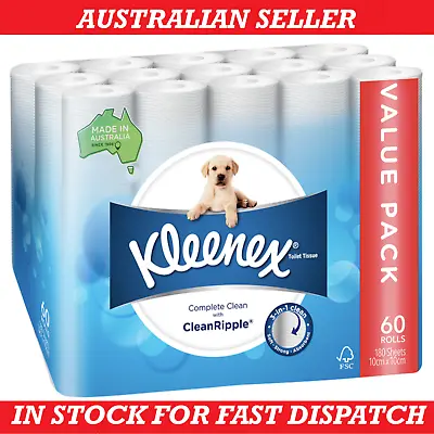 $37.99 • Buy 45/60X New Kleenex Toilet Paper Tissue Rolls 3 Ply 180 Sheets Soft Toilet Roll
