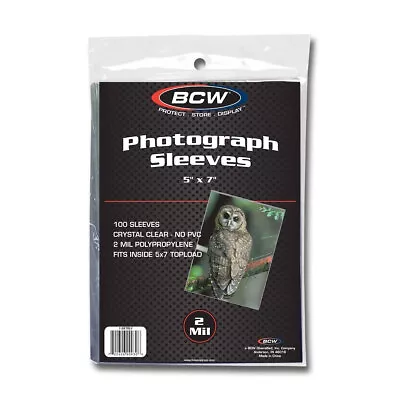 100 BCW 5x7 Photo Sleeves / Postcard Sleeves Clear Soft Acid Free 5 X 7 Inch New • $6.91