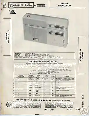 $4 • Buy Crown TR-750 Transistor Radio - Sams Photofact Tech Docs