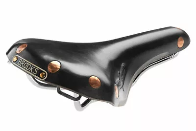 Brooks Swift Leather Road Bicycle Saddle Black W/ Chrome Rails & Copper Rivets • $171