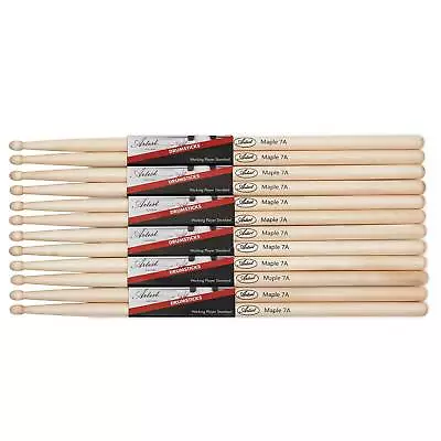 Artist DSM7A Maple Drumsticks W/ Wooden Tips 6 Pack • $32