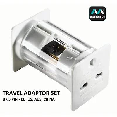 MasterPlug Worldwide Travel Plug Socket Adapter Set Power UK - US/EU/AUS/China • £7.99
