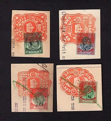 Malaya/Straits Settlements KGVI 50c $1 $2 & $5 Fiscally Used In Singapore. • $5.60