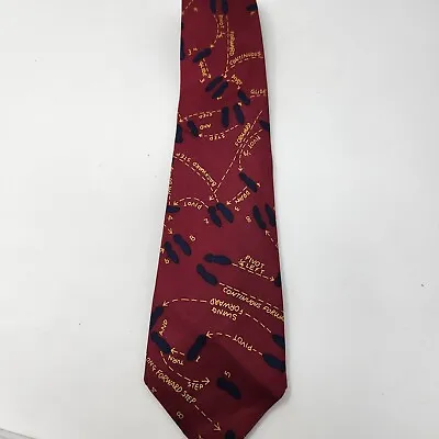 JOSH BACH Silk Necktie USA Designer Golf Swing Directions Tie Burgundy • $12.34