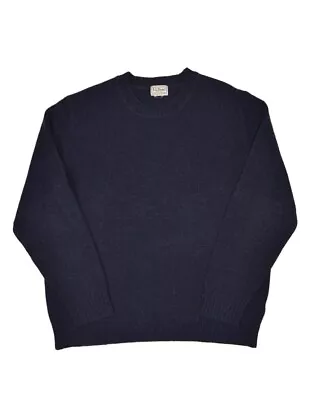 LL Bean Wool Sweater Mens L Navy Crewneck Pullover Jumper Shetland • $39.05