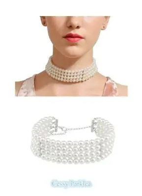 $7.04 • Buy S-A1-3 50's Vintage Audrey Hepburn Faux Pearl Costume Jewelry Choker Necklace AU