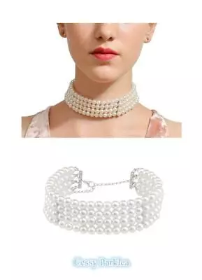 $6.42 • Buy S-A1-3 50's Vintage Audrey Hepburn Faux Pearl Costume Jewelry Choker Necklace AU