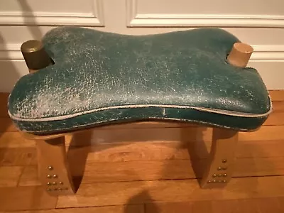 Vintage Wooden Camel Saddle Footstool Ottoman With Cushion • $145