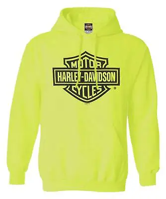 Harley-Davidson Men's Bar & Shield Logo Pullover Fleece Hoodie - Safety Green • $52.95