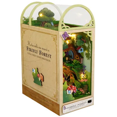 Wooden Book Nook Shelf Insert Kit Miniature Fairy Tale DIY Bookshelf Decoration • £23.98