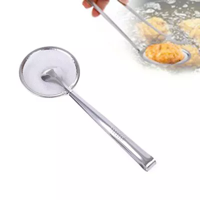  Kitchen Stainless Steel Mesh Strainer Ladle Food Oil-Frying Filter Spoon With • £7.49