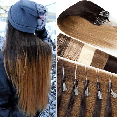 Russian Loop Micro Ring Bead Remy Human Hair Extensions Thick 1GRAM Ombre Blonde • $39.33