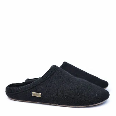 Haflinger Dakota Classic Men's Wool Black Slippers • £68.85