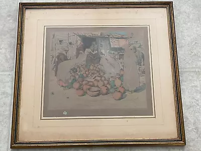 Tavik Frantisek Simon 1926 Color Aquatint Print Arabian Potters In Tangiers • $425