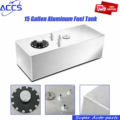 15 Gallon Polished Aluminum Race Fuel Cell Gas Tank With Cap + Level Sender • $117.99