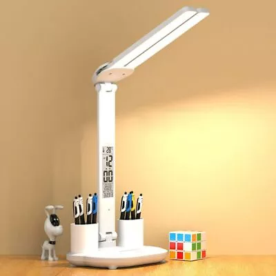 Clock Bedside Reading With Calendar Desk Lamp For Home Night Light Table Lamp • $25.05