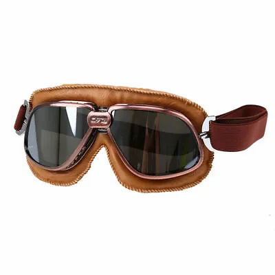 Top Vintage Goggles Flying Pilot Retro Helmet Off Road Racing Eyewear Leather • $17.05