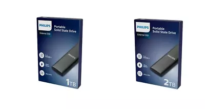 Philips External SSD Portable Hard Drive 1TB/500GB/250GB Ultra Slim Highst Speed • £28.99