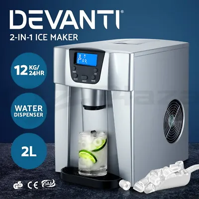 Devanti 2L Portable Ice Maker Commercial Machine Water Dispenser Ice Cube Silver • $229.95