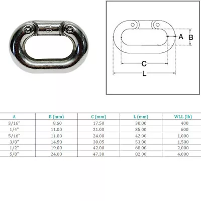 Marine Stainless Steel T316 Connecting Links Connector Links Chain Links • $16.99