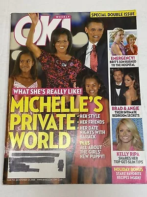 OK Weekly Magazine Nov24 2008 Michelle Obama Britney Spears Kelly Ripa Brad Pitt • £8.03