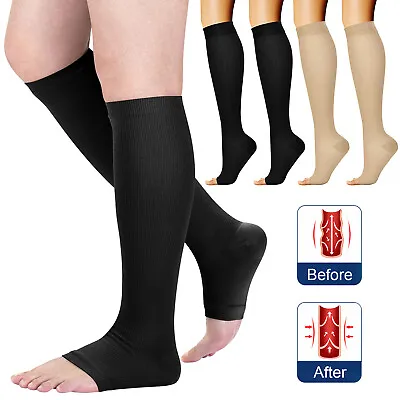 1-2 Pair Open Toe Medical Compression Socks Foot Arch Support For Women & Men UK • £4.58