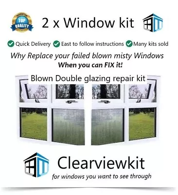 £14.90 • Buy 2 X Window Repair Kit - Clears Condensation Failed Blown Double Glazing Window