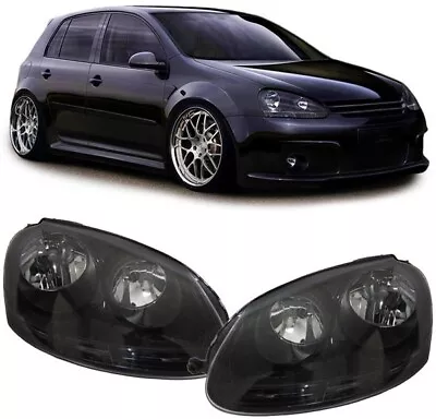 Smoked / Black Headlights For Vw Golf Mk5 &  Vw Jetta Mk3 Model • $338.50
