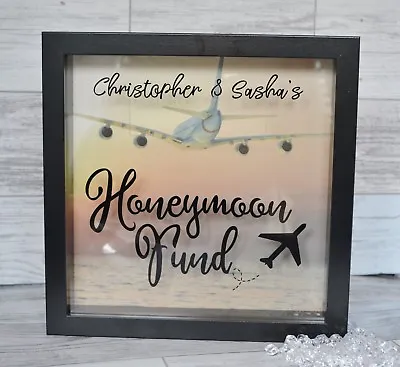 Honeymoon Fund Engagement Present Money Box Frame Personalized Gift • £19.95