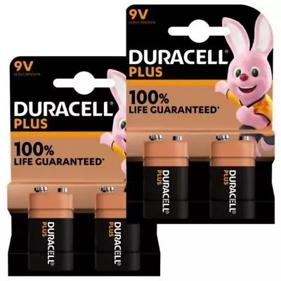 4 X Duracell Plus Power 9v 6lr61 Mn1604 Pp3 Alkaline Batteries Smoke Alarm • £10.79