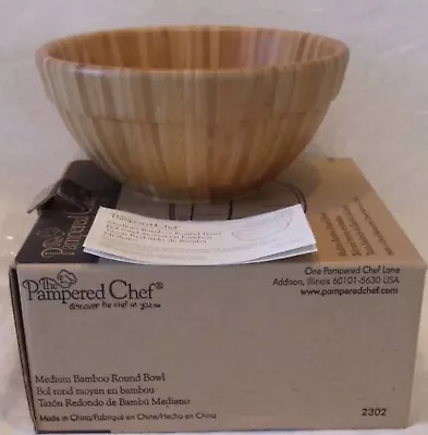 The Pampered Chef ~ Medium Bamboo Round Bowl #2302 ~ NIB • $18