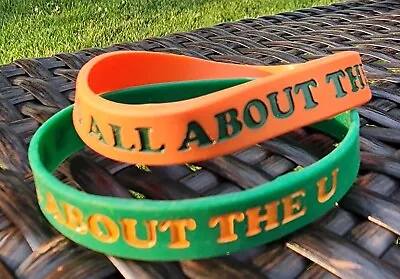 Miami Hurricanes Wristbands Bracelet NCAA  IT'S ALL ABOUT THE U  Set Of 2 • $4.99