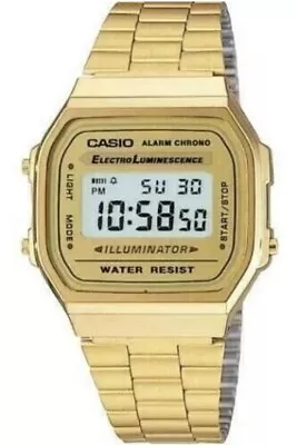 Genuine CASIO Retro Classic Unisex Digital Steel GOLD Bracelet Watch- A168WG-9EF • £13.99