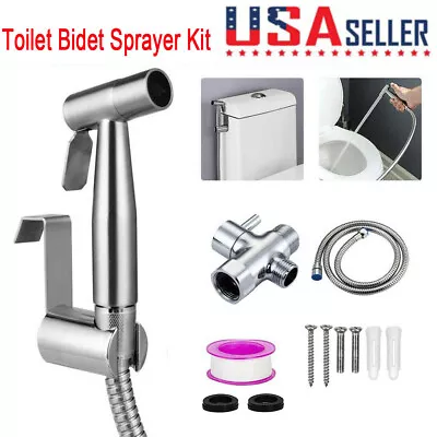 Stainless Steel Handheld Toilet Bidet Sprayer Bathroom Shower Kit With T Adapter • $25.99