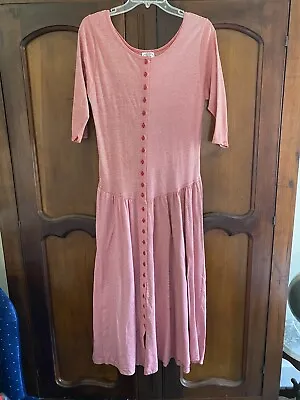 Vintage LAURA ASHLEY Dropped Waist Short Sleeve Striped Cotton Dress Medium • £14.47