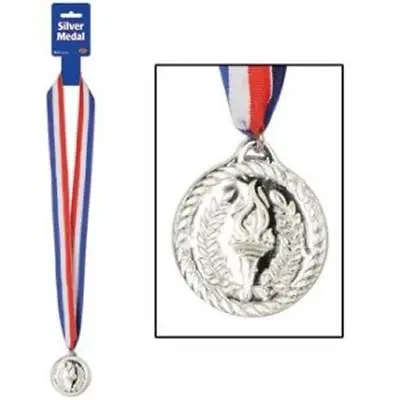 £1.38 • Buy Olympic Style Silver Medal With Ribbon Olympics International Decoration