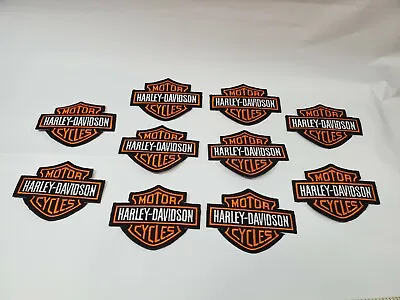 Lot Of 10 Black & Orange Embroidered Iron On Harley Davidson Patches • $30