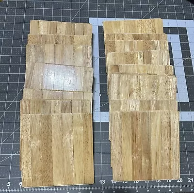 20 Pcs! Solid Hevea  Imperfect  6 X6 X5/16  Wood Back Parquet Tiles Natural • $24.95