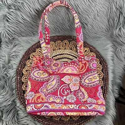 Vera Bradley Pink Raspberry Fizz Bucket Double Handle Tote Shoulder Bag Purse • $18.36