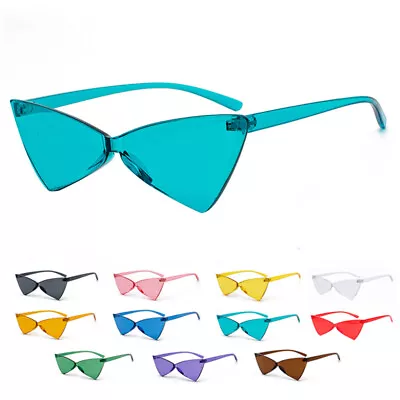 Trendy Triangle Rimless Frame Sunglasses Vintage Hippie Cosplay Party Glasses • $10.99